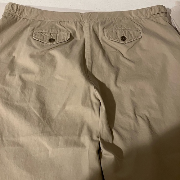 Tan Lands End Wide Leg Cropped Pants Size 18 Casual Beach Adjustable Waistband - Picture 6 of 8